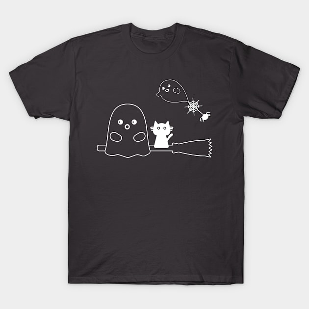 Cat & ghosts T-Shirt by Mobyyshop